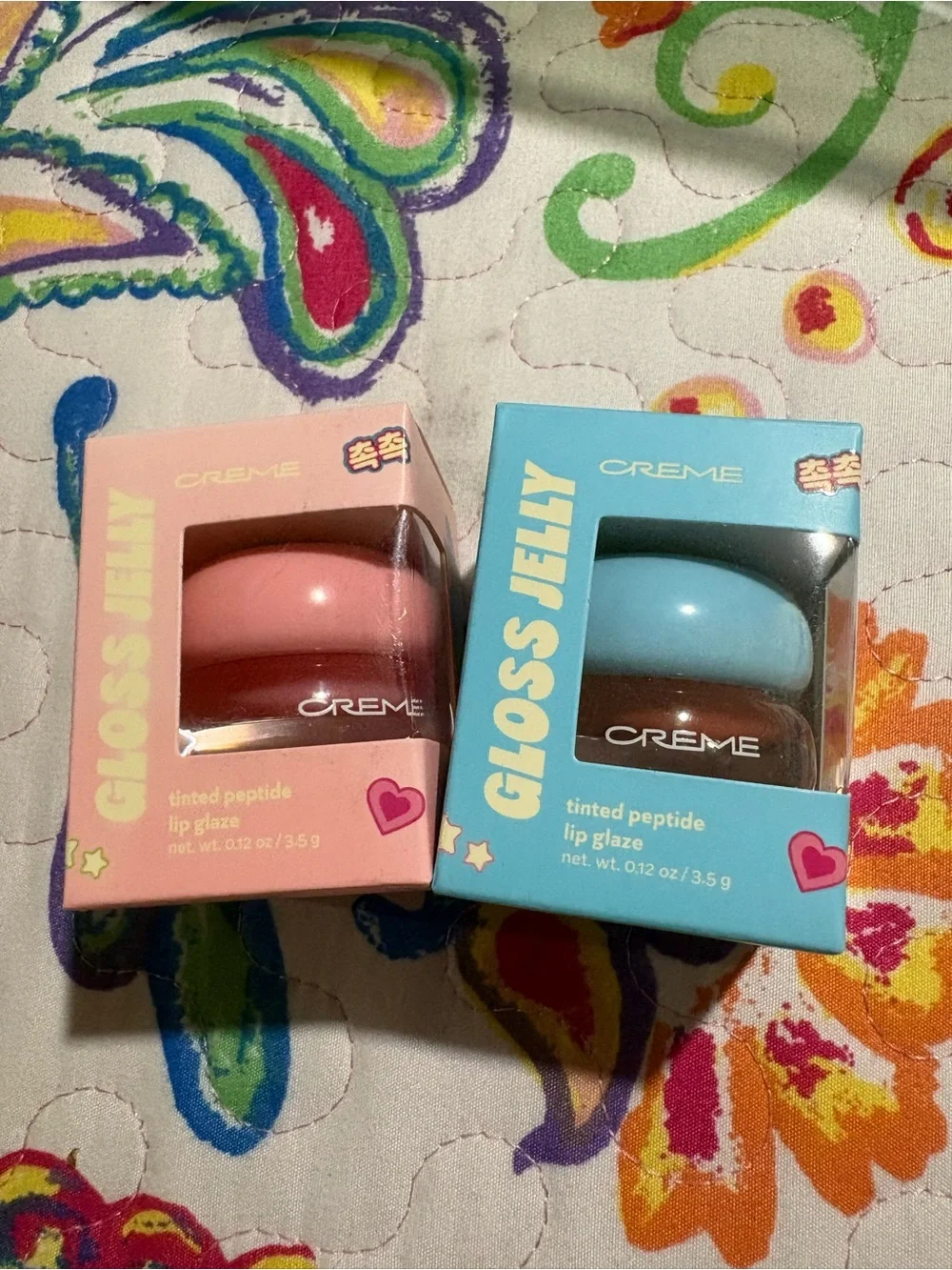 Creme Gloss Jelly Tinted Peptide Lip Glaze - Pink and Blue